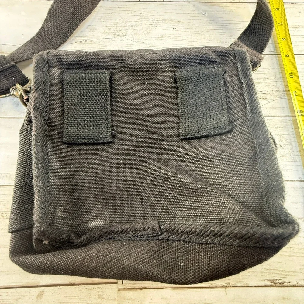 Napa Valley Black Canvas Crossbody Bag Utility Travel Messenger Small Pouch